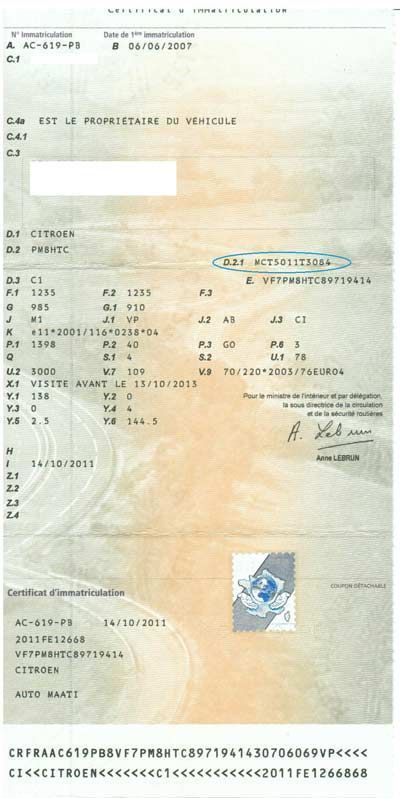 iturbo.fr - exemple de carte grise apr&egrave;s 2004 pour choisir son turbo echange standard