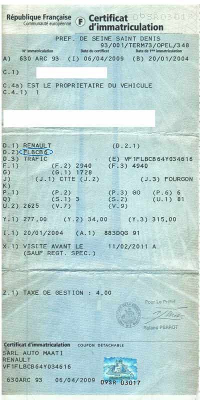 iturbo.fr - autre exemple de carte grise apr&egrave;s 2004 pour choisir son turbo echange standard